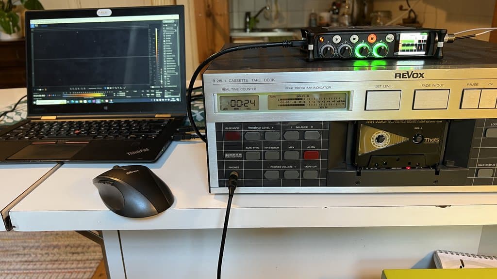 C-kasetin pyöritys ja tallennus